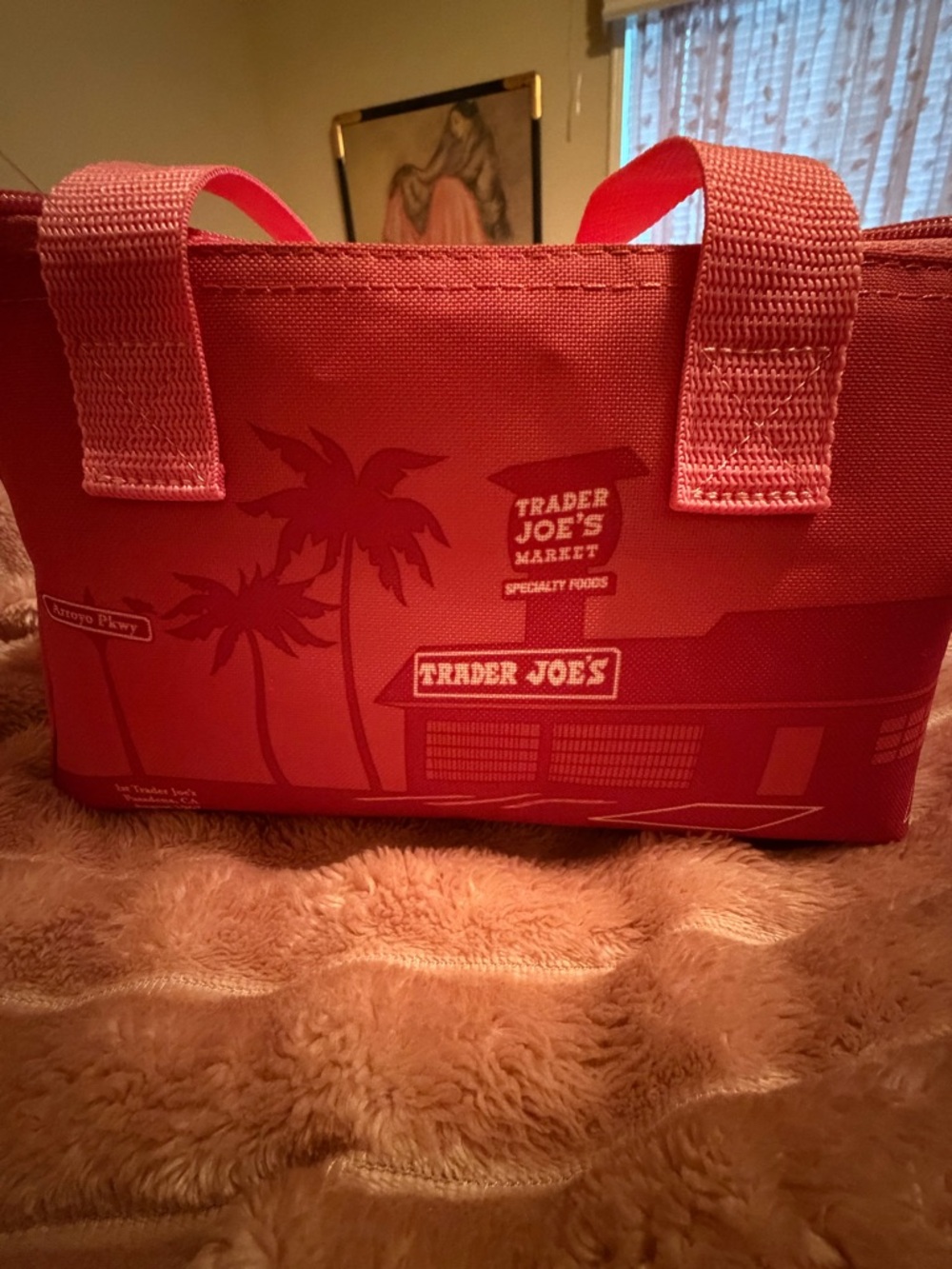 Trader Joe's pink mini Reusable Tote Bag